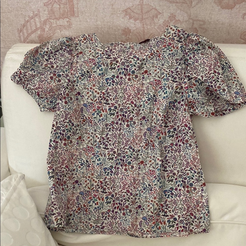 J Crew Liberty Floral Puff Sleeve Top